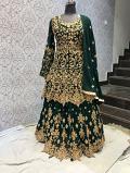 Lehenga Choli Green Georgette Bridal Lehenga Set (Large) #5801204
